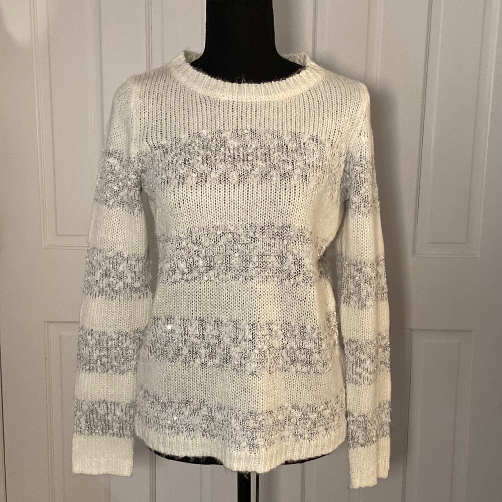 O’stin Studio White Sweater with Lurex, Size M